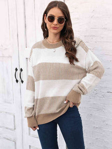 Full Size Round Neck Drop Shoulder Sweater